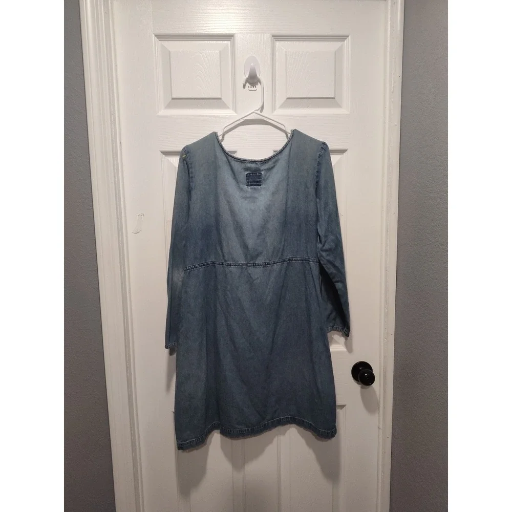 Sunbelt Denim Embroidered Shirt dress Size Large lightweight‎ casual 100% cotton